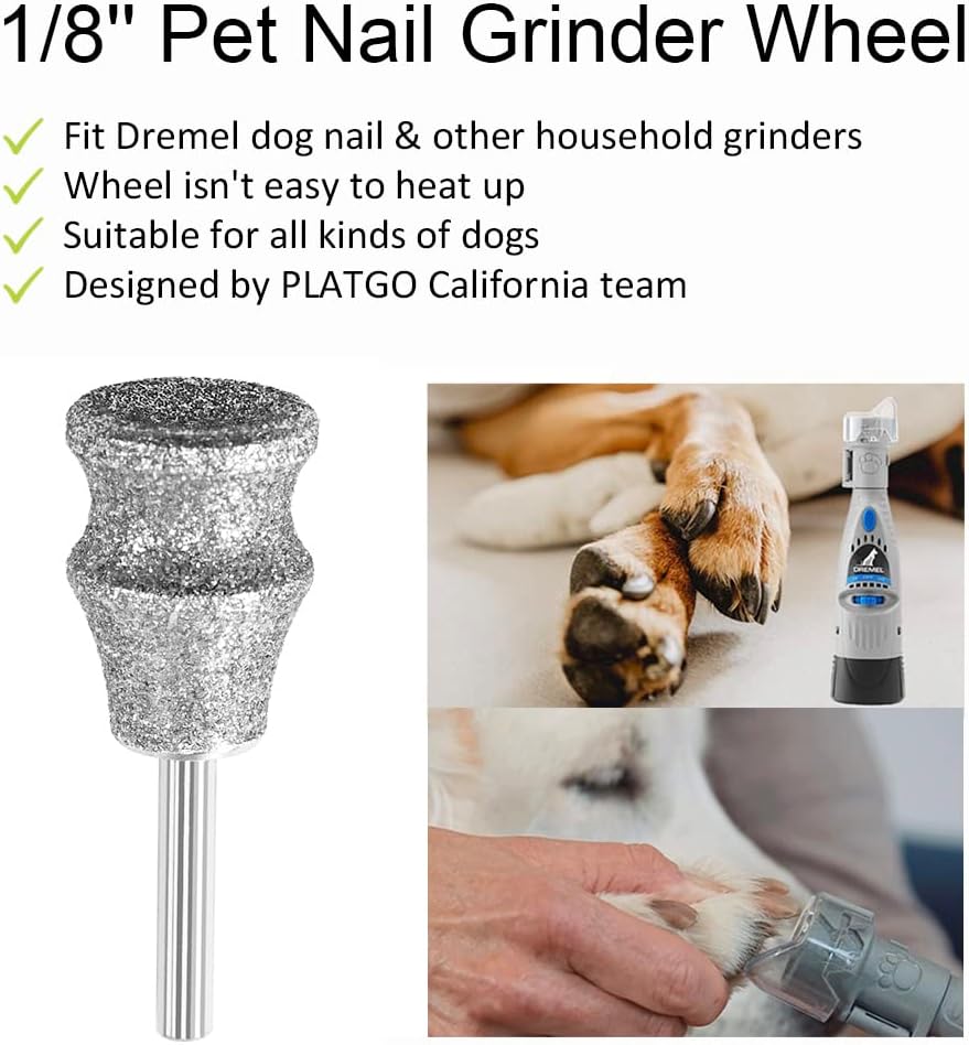 Diamond Dremel Nail Grinder Bits for Pets, Diamond Pet Nail Grinder Wheel can Perfect Work with Dremel Sanding Drums for Large Dogs & Small Dogs & Animal Nail Care,80 Grit Home Grinder Tools