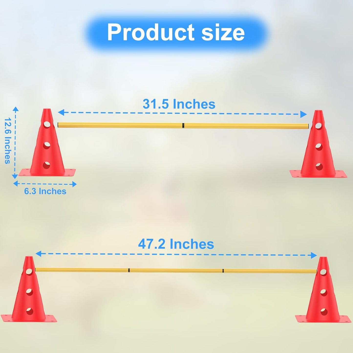 Dog Agility Training Hurdle Cone Set, Adjustable Dog Agility Equipment Obstacle Course Backyard Equipment for Pet Exercise