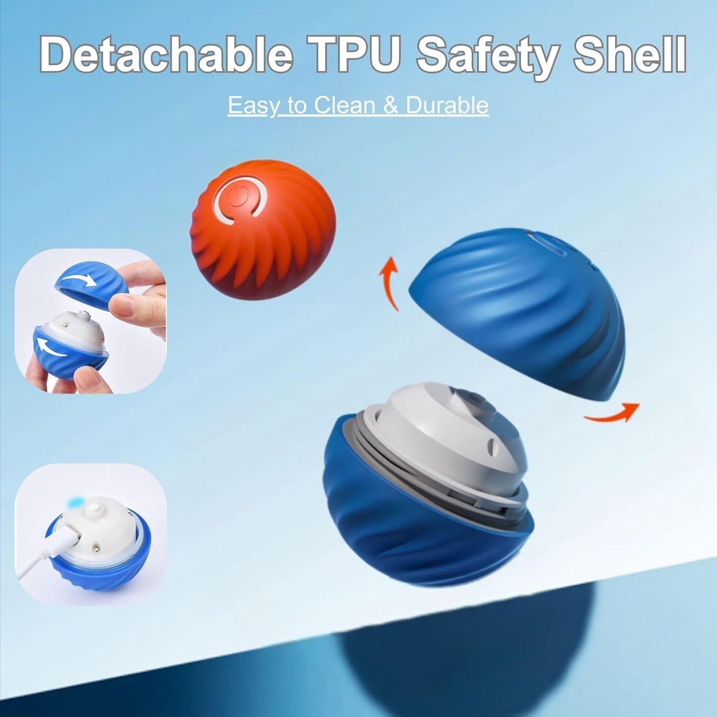 Zoomie Buddy 2.0, Zoomie Buddy for Dogs, 2 in 1 Smart Touch Interactive Dog Balls ＆ Pet Feeder, 2.83" Diameter, Suitable for Small/Medium Dogs, with Fruit Plush Cover (Blue, Pineapple)