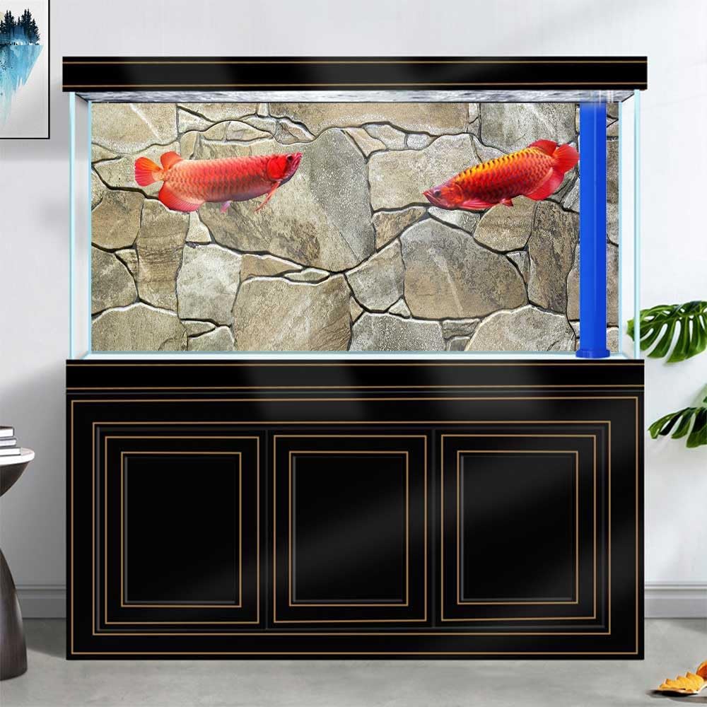 72X18IN Marble Aquarium Background, Art Marble Aquarium Background, Natural Marble Glass Terrarium Background with 8 EVA Double-Sided Tape