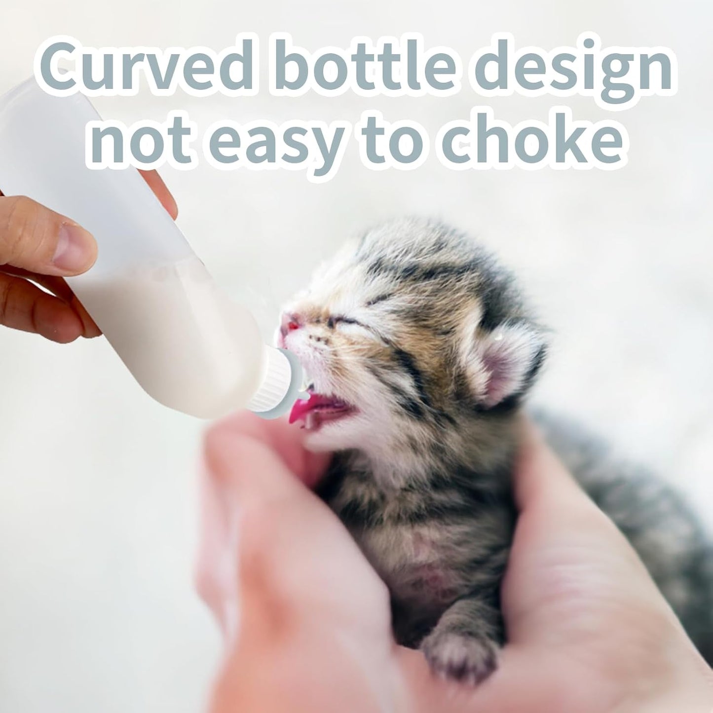 5Pack Kitten Bottle for Nursing Puppy Milk Kitten Bottles Feeding Kit Silicone Nipple for Newborn Pets Kittens, Puppy,Squirrel (Grey)