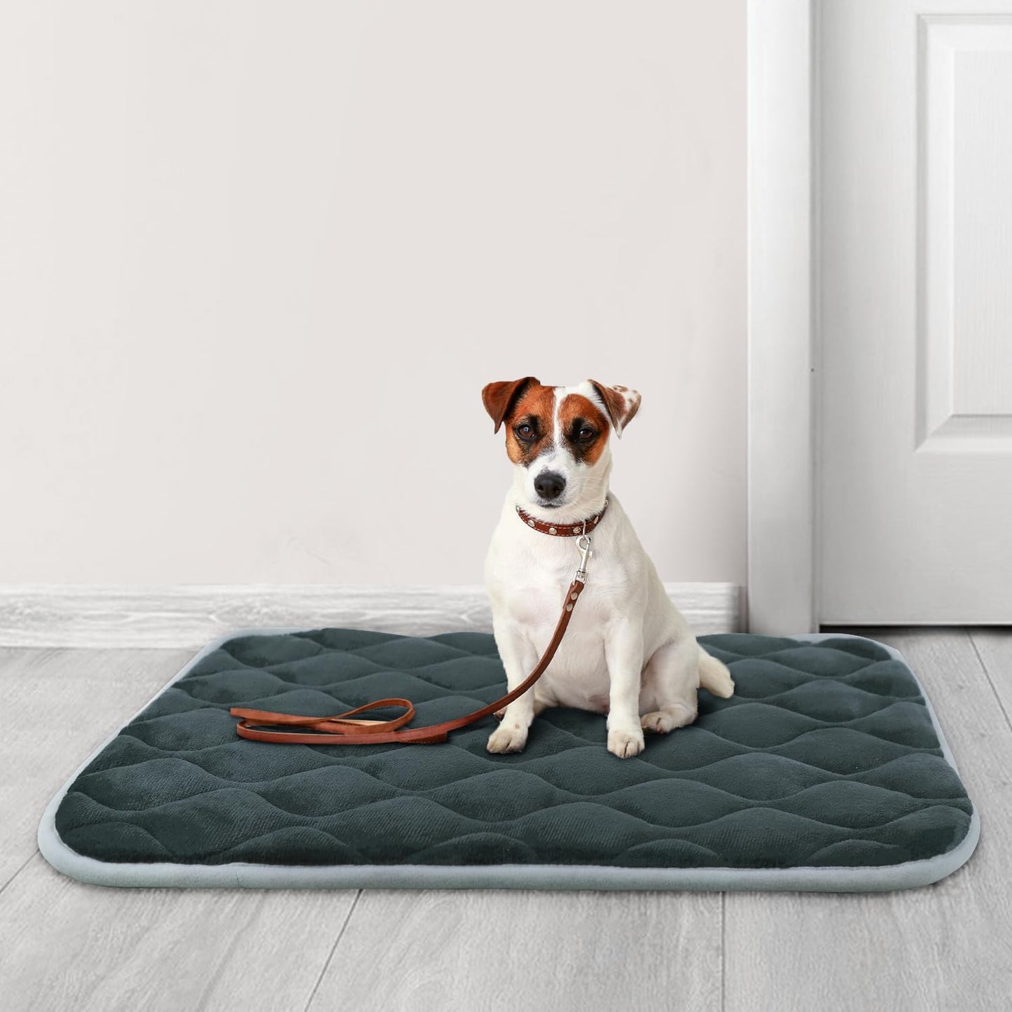 furrybaby Dog Bed Mat Flat Crate Mat with Anti-Slip Bottom Machine Washable Pet Kennel Pad for Dog Sleeping (XL 48x30'', Grey Mat)