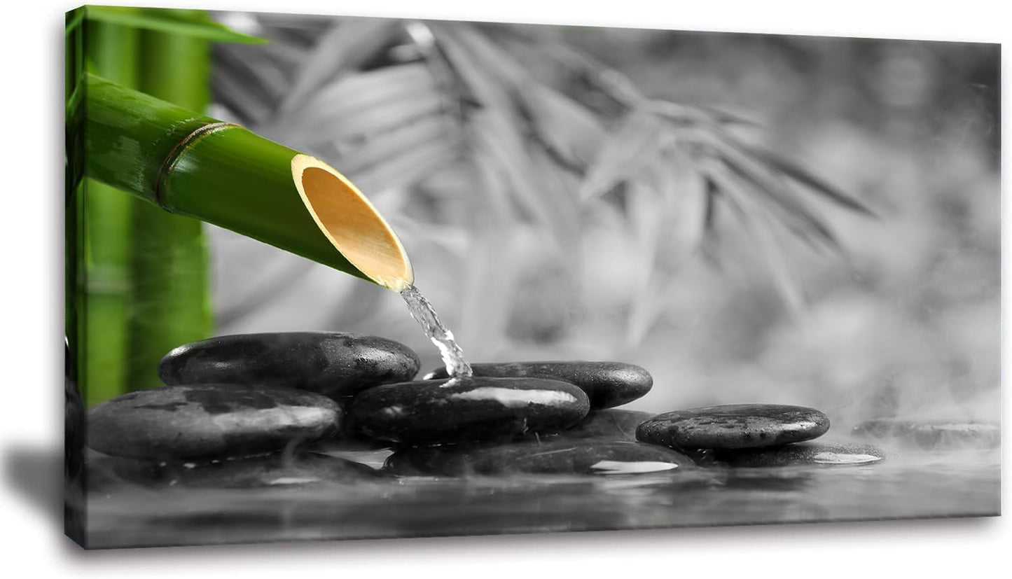 Yxbhhym Zen Decor Canvas Wall Art for Living Room Black and White Wall Art Green Room Decor Stone Zen Artwork Picture Meditation Poster Bedroom Wall Decor Office Yoga Spa Kitchen Decoration Framed