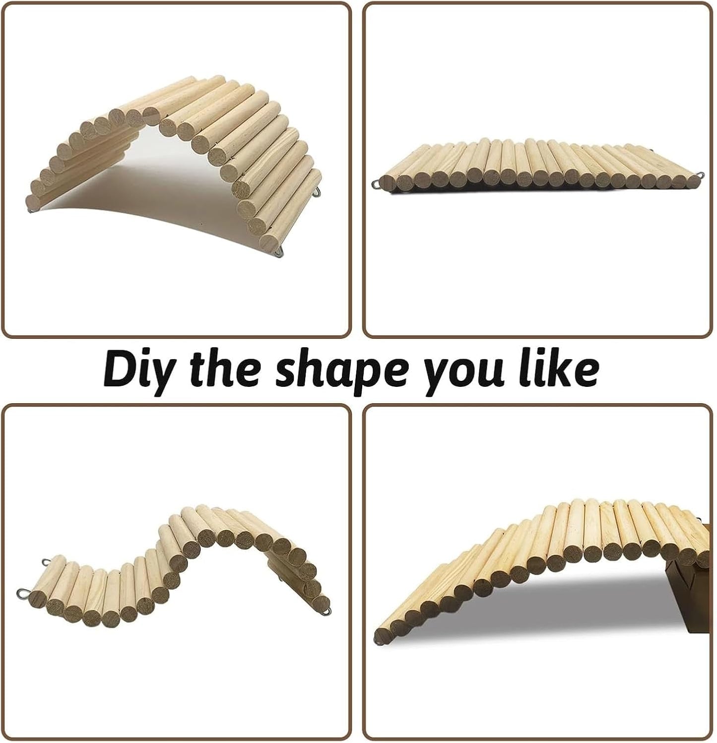 Hamiledyi 11.37 x 5.9 inch Reptile Hideout, Bearded Dragon Bendy Bridge, Climbing Ladder Wooden Hermit Climb Toys, Hide Cave Habitat Decor for Lizards Gecko Spiders Snakes Tortoise