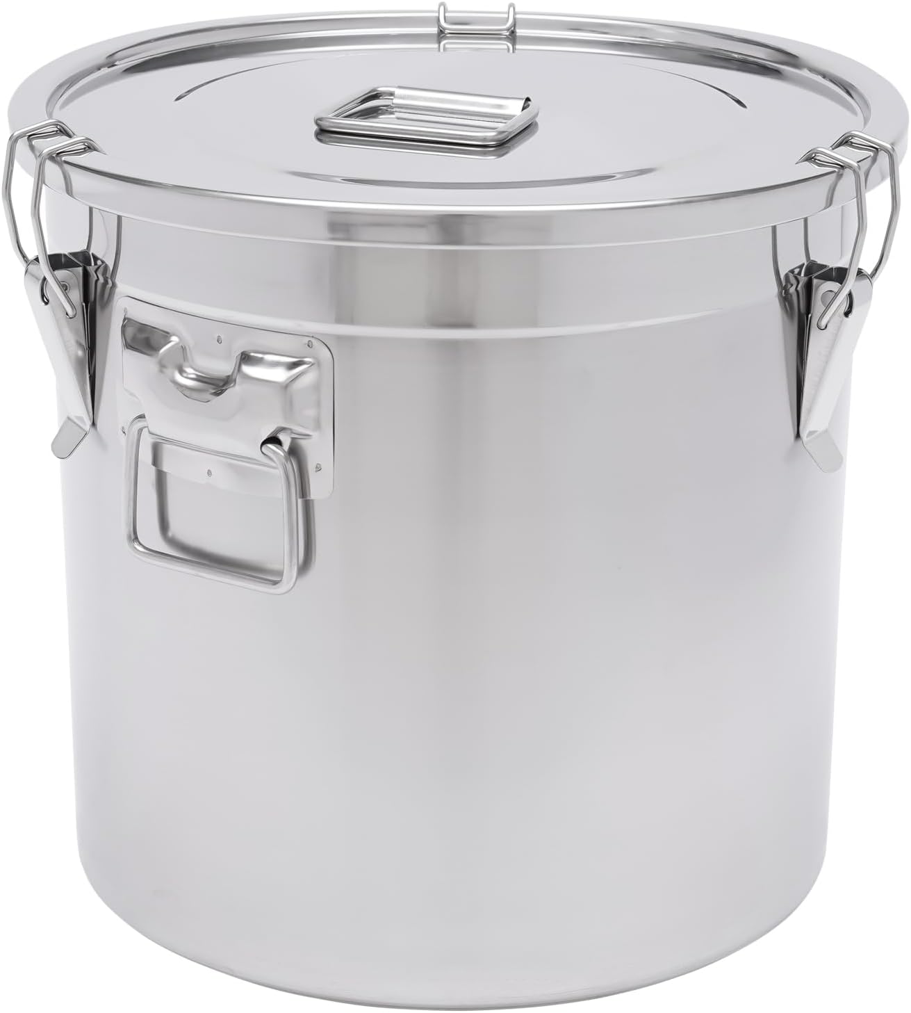 DYNAMI 8.7Gal 304 Stainless Steel Airtight Container with Lid and Locking Clamp,28-60Lbs Metal Bucket Large Food Storage Container Stainless Steel Milk Can,for Rice, Flour,Oil,Soup(33L)