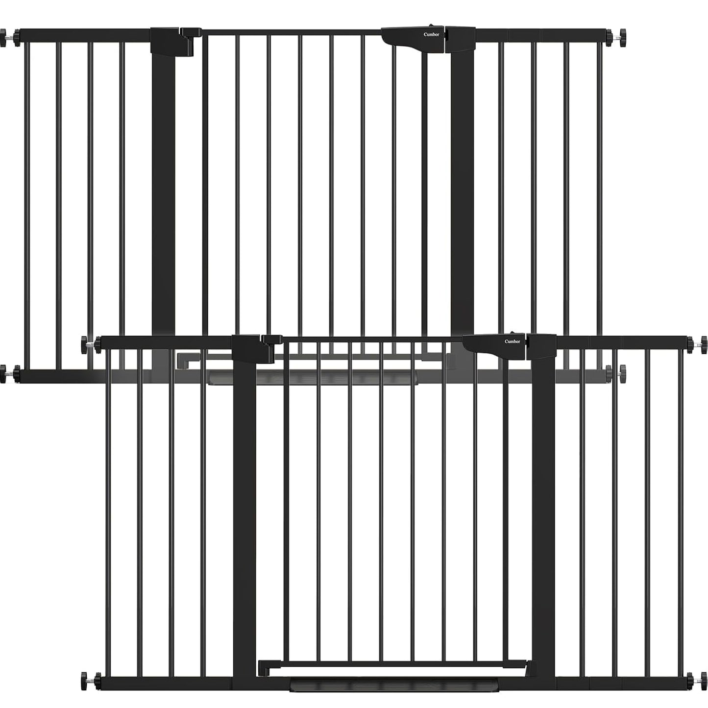 Cumbor 2 Pack 29.7-54.2" Baby Gate for Stairs, Mom's Choice Awards Winner-Auto Close Dog Gate for doorways, Easy Install Pressure Mounted Pet Gate Indoor, Walk Thru Wide Safety Gate for Dog, Black