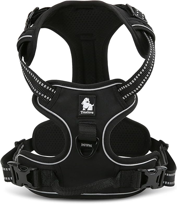TRUE LOVE Truelove Adjustable No-Pull Dog Harness Reflective Pup Vest Harnesses Comfortable Control Brilliant Colors TLH5651(Black,L)