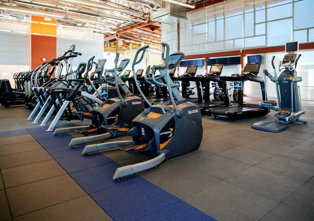 American Floor Mats - Extreme Rubber Gym Tiles - 1 Inch Thick Colorful Rubber Gym Tiles - Superior Shock and Sound Absorbing Tiles - 35% Blue/Grey/White 10 Tile Pack (Covers 40 Sq Ft)