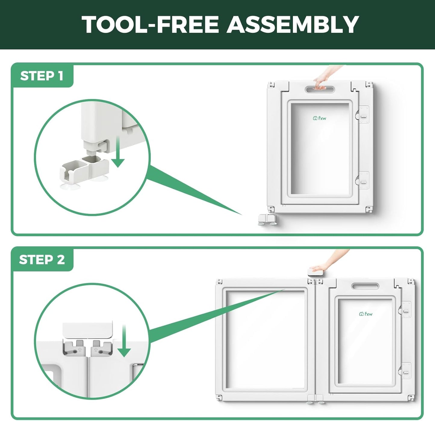 FXW AuraSpace Acrylic Indoor Unleashed Dog Playpen for Small and Medium Dogs, 30 Inch, 8 Panels, White