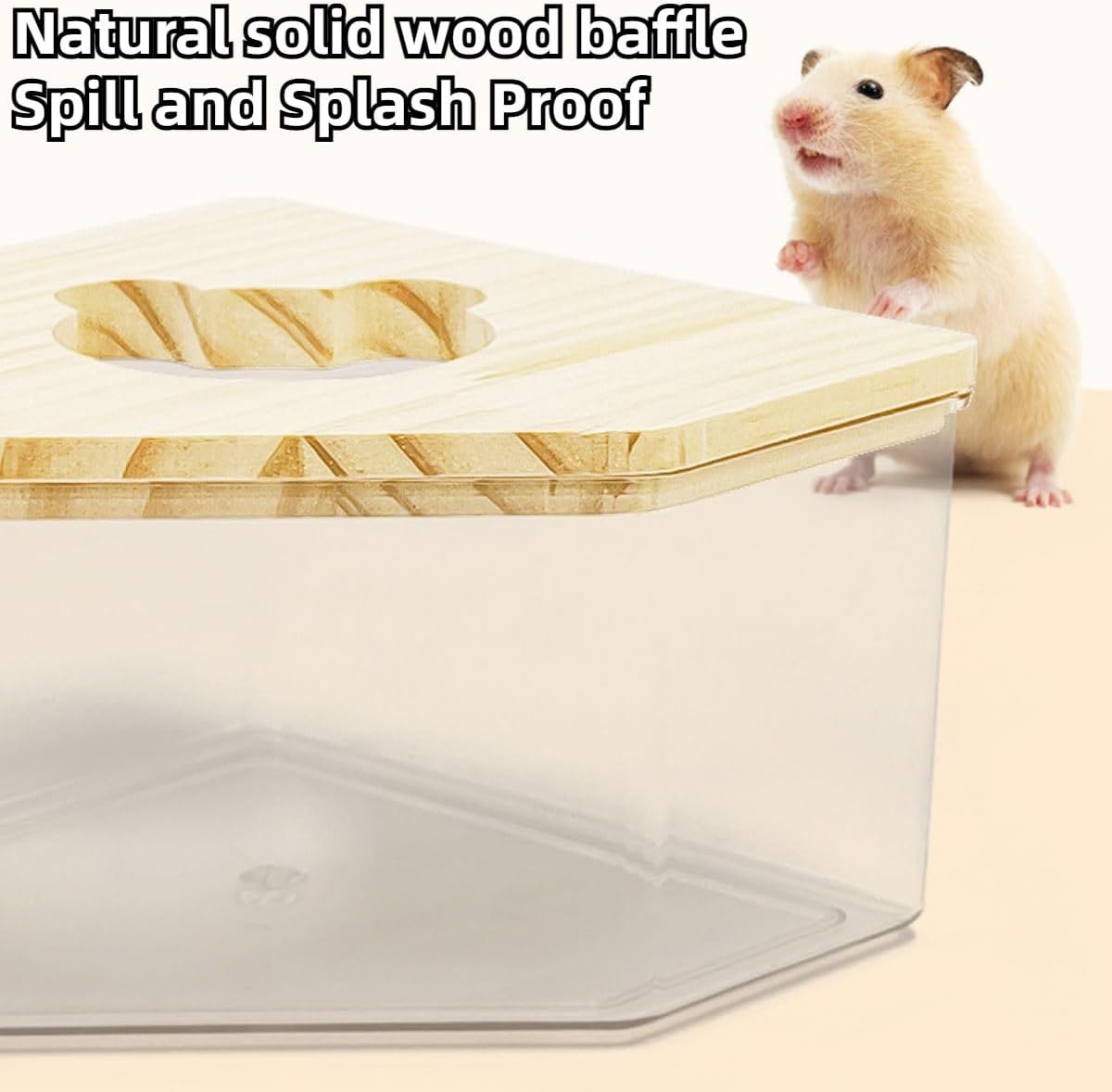 Hamster Sand Bath Box Container, Small Pet Sandbox Lid Design Wooden Sandbox Dust Bath, Transparent Bathroom & Digging Box Acrylic Syrian Hamster Litter Box Animal Accessories (D Small)
