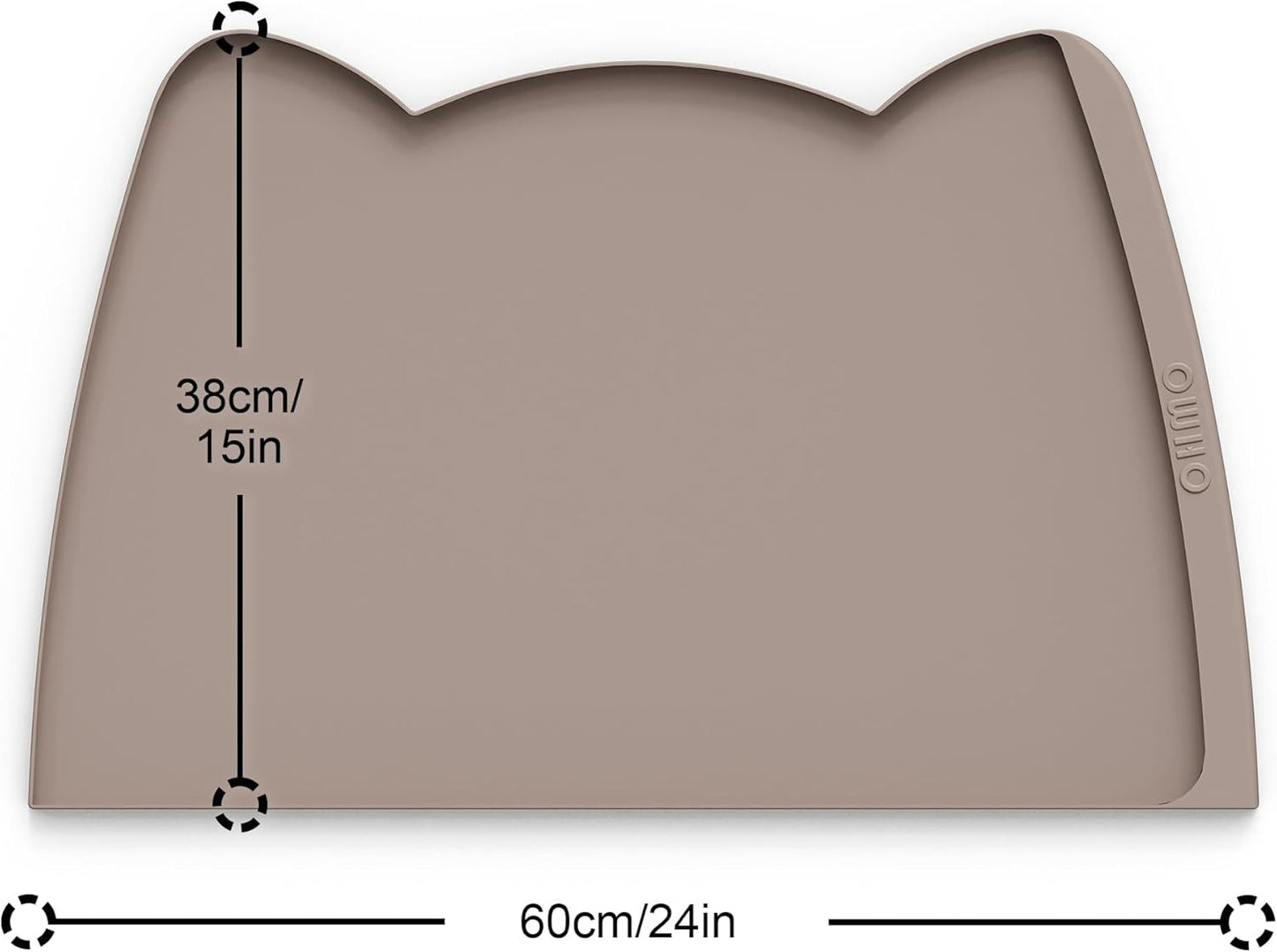 OHMO Dog Food Mat(Beige, 24 * 15'') w/Residue Collection Pocket Silicone Pet Feeding Mat for Floor High Edges Anti Spills Waterproof Cat Water Bowl Tray, Easy Clean Placemat