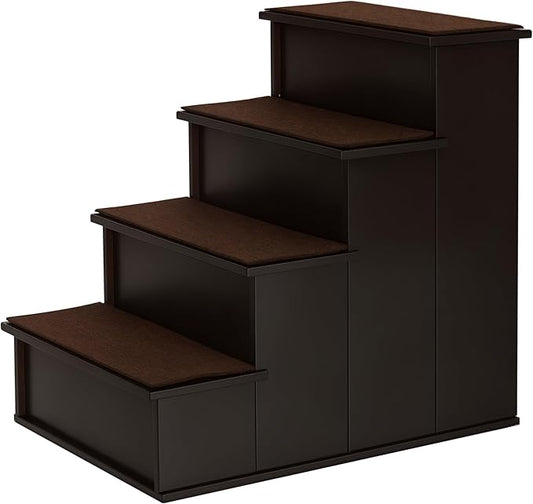 PawHut Pet Stairs, Small Pet Steps with Cushioned Removable Covering for Dogs and Cats Up to 22 lbs, Brown