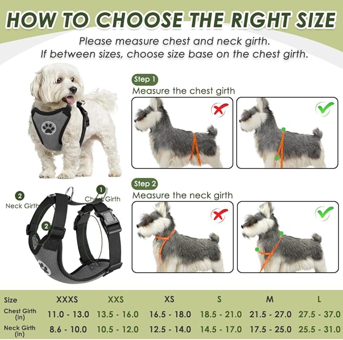 SlowTon Dog Seat Belt Harness for Car, Dog Car Harness Adjustable Mesh Breathable & Dog Seatbelt Safety Tether with Elastic Bungee for Small Medium Large Pets(Grey, Double Clip, M)
