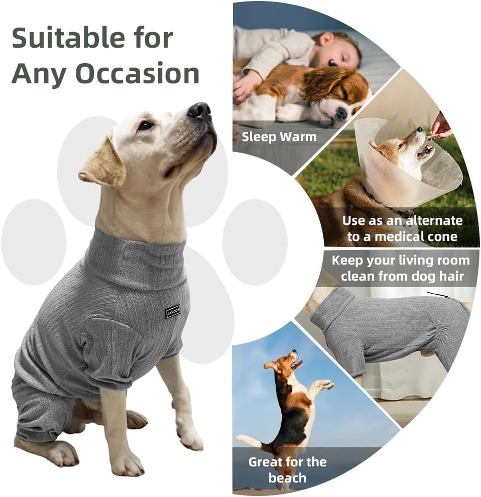 Dog Pyjamas PJS Sweater Clothing and Loungewear Suitable for Medium to Large Breeds of Dogs, Neutering Suits, Extra-Large Stretch Fabric, Four-Legged Dogs Clothes Pyjamas(Sweater Gray, 2XL)
