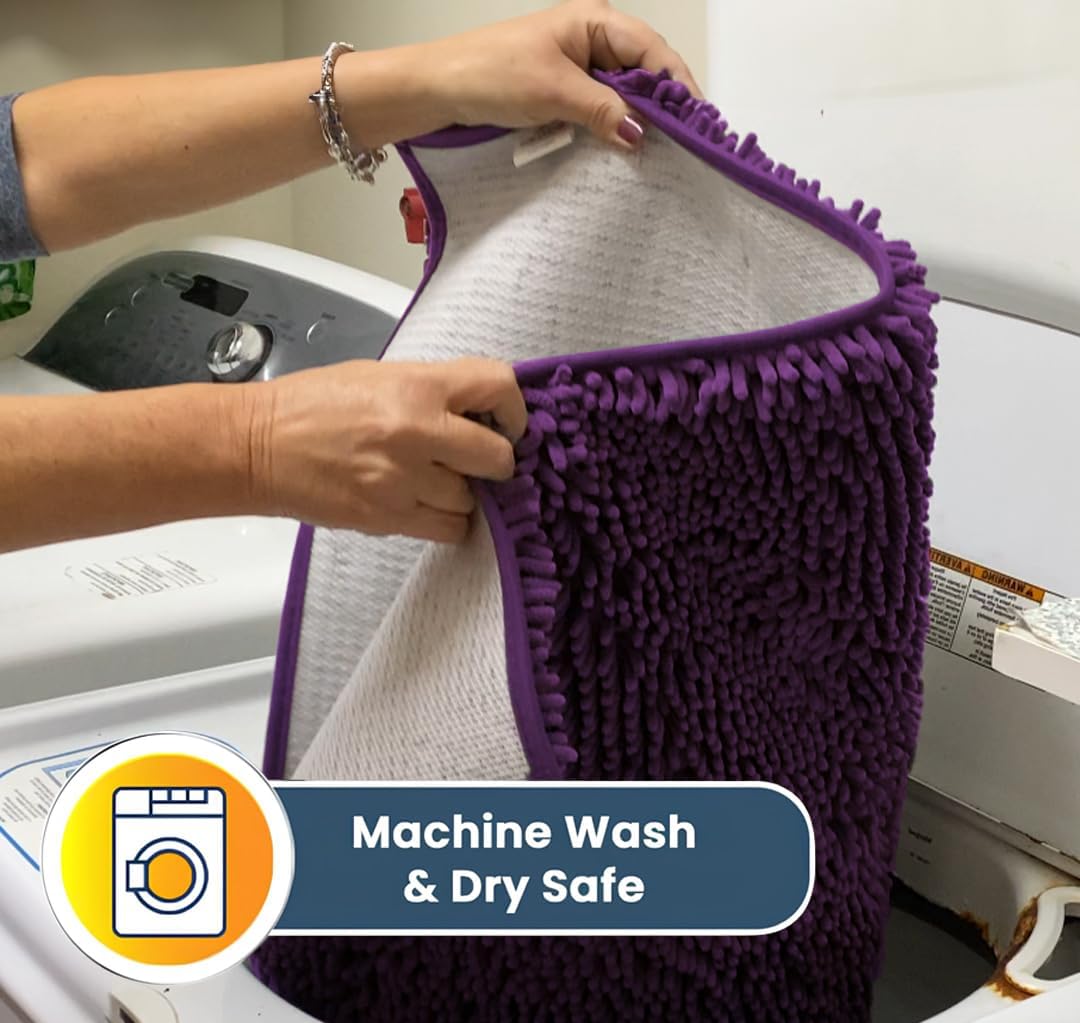 Muddy Mat® Original Dog Door Mat for Muddy Paws, Super Absorbent Microfiber, Non-Slip Washable Pet Rug, Quick Dry Chenille Entryway Carpet, Machine Washable Indoor Outdoor mat, Dark Purple 24"x35"