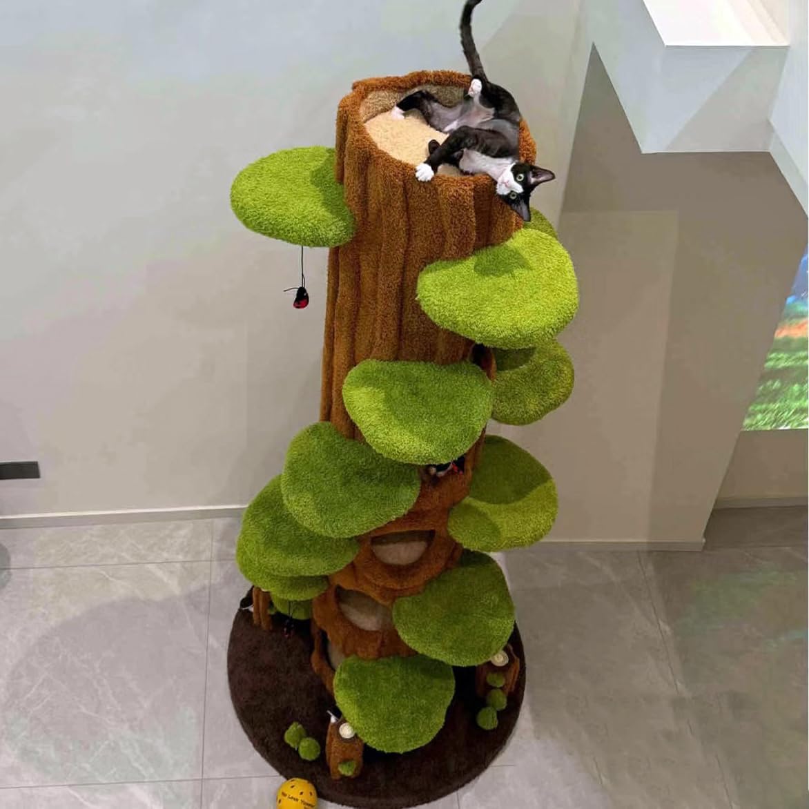 Magic Forest Cat Tree Tower, 90 inches Tall, Real Solid Wood Cat Tree for Multi-Cat Household