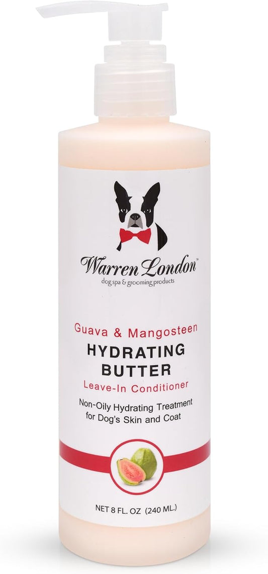 Warren London Hydrating Butter Leave in Pet Conditioner for Dogs | Lotion for Skin and Coat | Aloe Puppy & Dog Conditioner for Hair Detangler, Dry Skin, & Pet Fur Dandruff | Made in USA | Guava 8oz