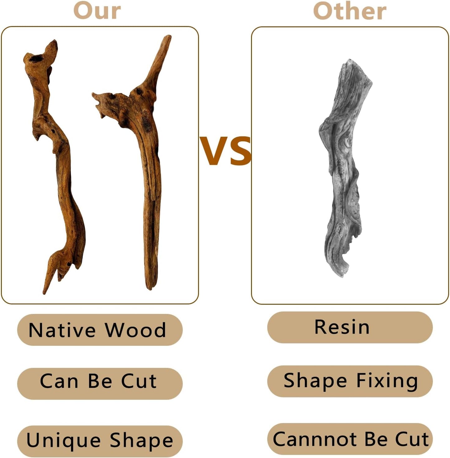 BNOSDM 2PCS Snake Climbing Branches,Reptile Natural Coral Driftwood Branches Decor,Lizard Habitat Decoration Accessories, Terrarium Tree Trunk Ornament for Bearded Dragon Gecko Frog Chameleon Spider