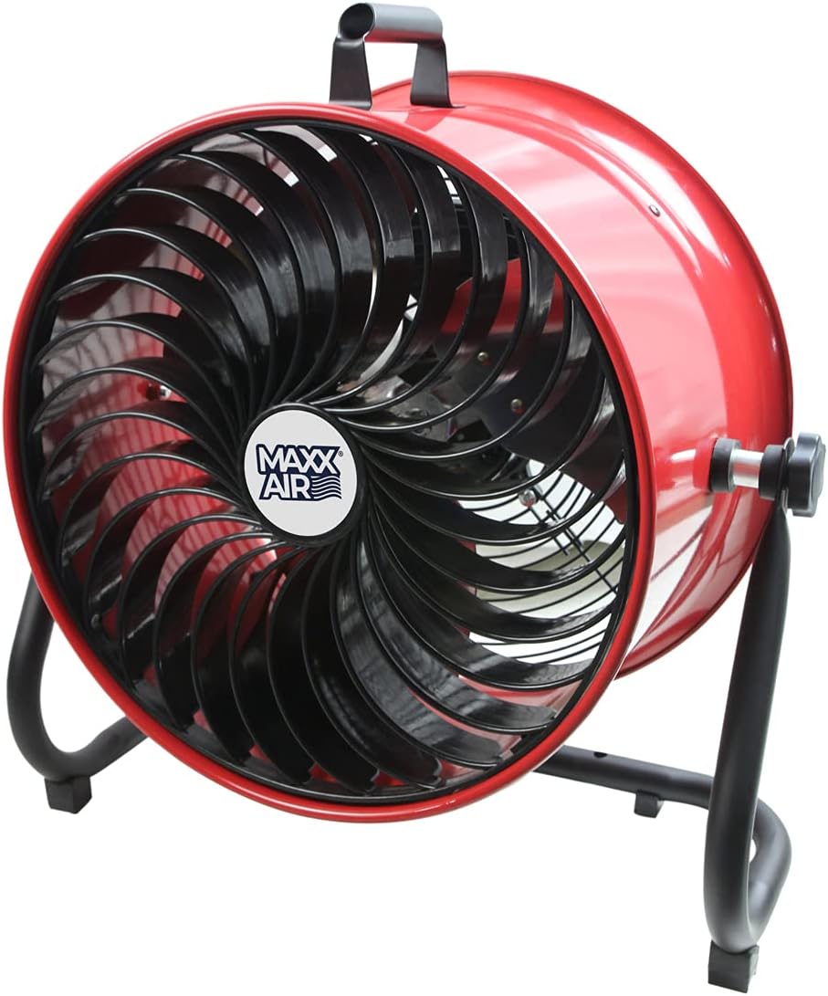 Maxx Air 16" High Velocity Turbo Fan with Pivoting Head - Efficient Air Circulation, High-Velocity Drum Fan Ideal for Home, Garage, or Workshop Use, Durable Construction, Easy Assembly