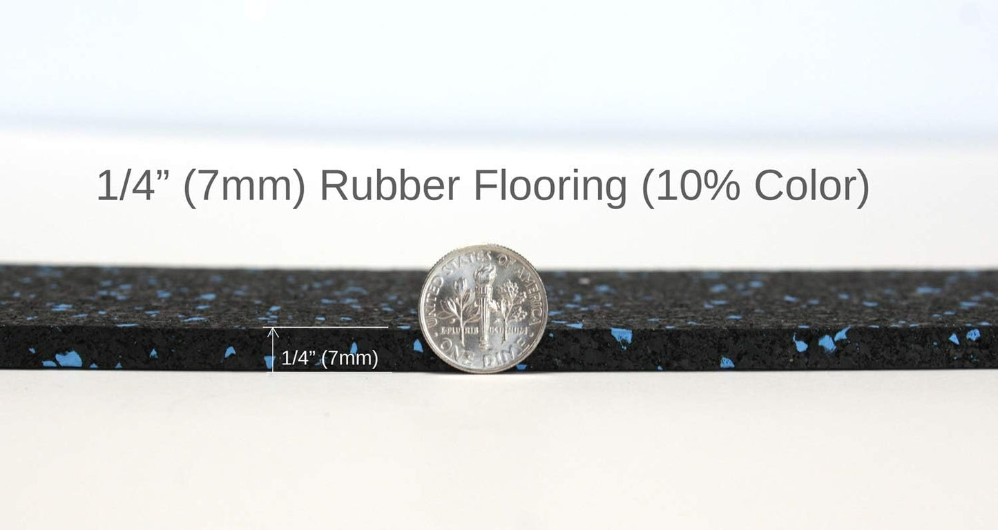 American Floor Mats 1/4in (7mm) Thick 10% Blue/Grey 4' x 9' Heavy Duty Rubber Rolls, Protective Exercise Mats, Home Gym Rubber Flooring