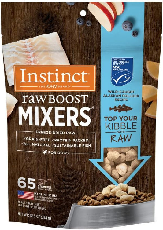 Instinct Raw Boost Mixers, Freeze Dried Dog Food Topper, Grain Free - Wild Caught Pollock, 12.5 oz. Bag