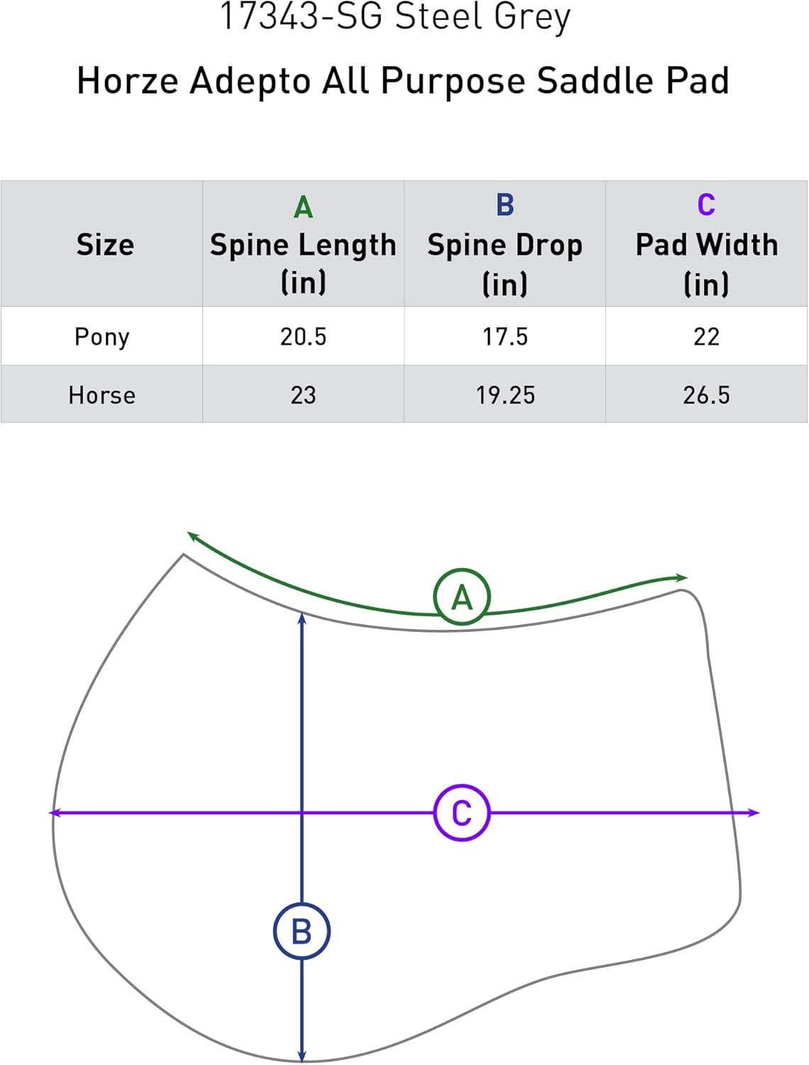 HORZE Adepto Padded All Purpose Quilted Equestrian Saddle Pad for Horses with Two-Tone Trim