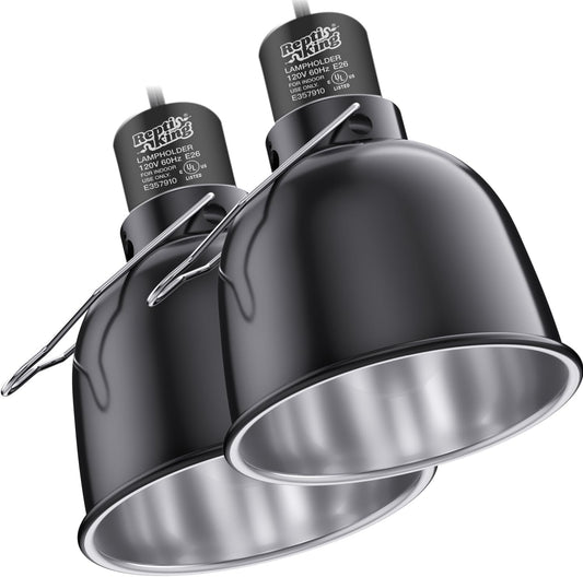 Reptile Light Fixture, 2-Pack 5.5'' Deep Dome for Reptile Light/Heat Lamp/UVB Light, Dual Heat Lamp Holder Fixtures