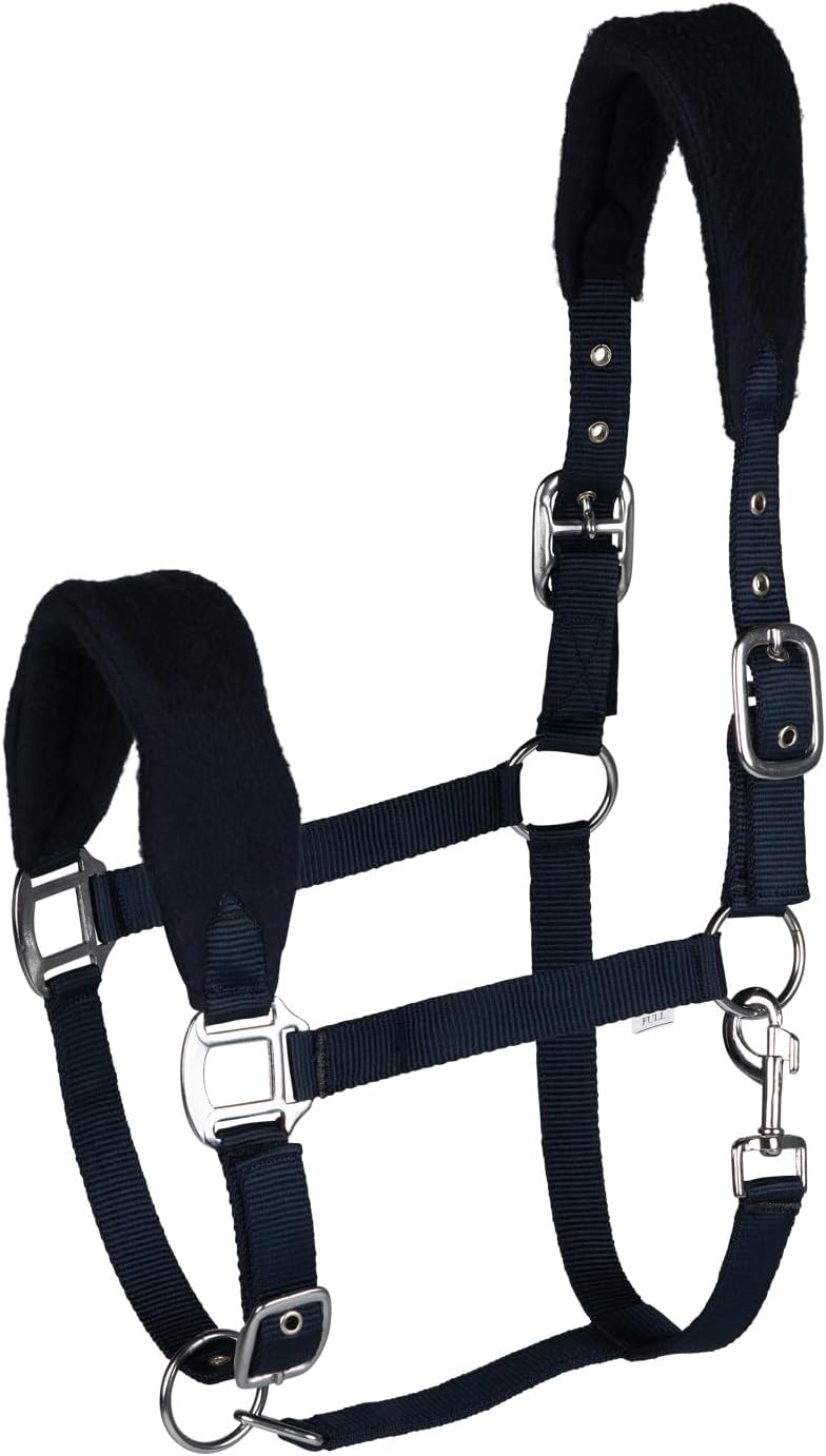 HORZE Kiel Adjustable Horse Halter with Fleece Padding - Dark Navy - Horse