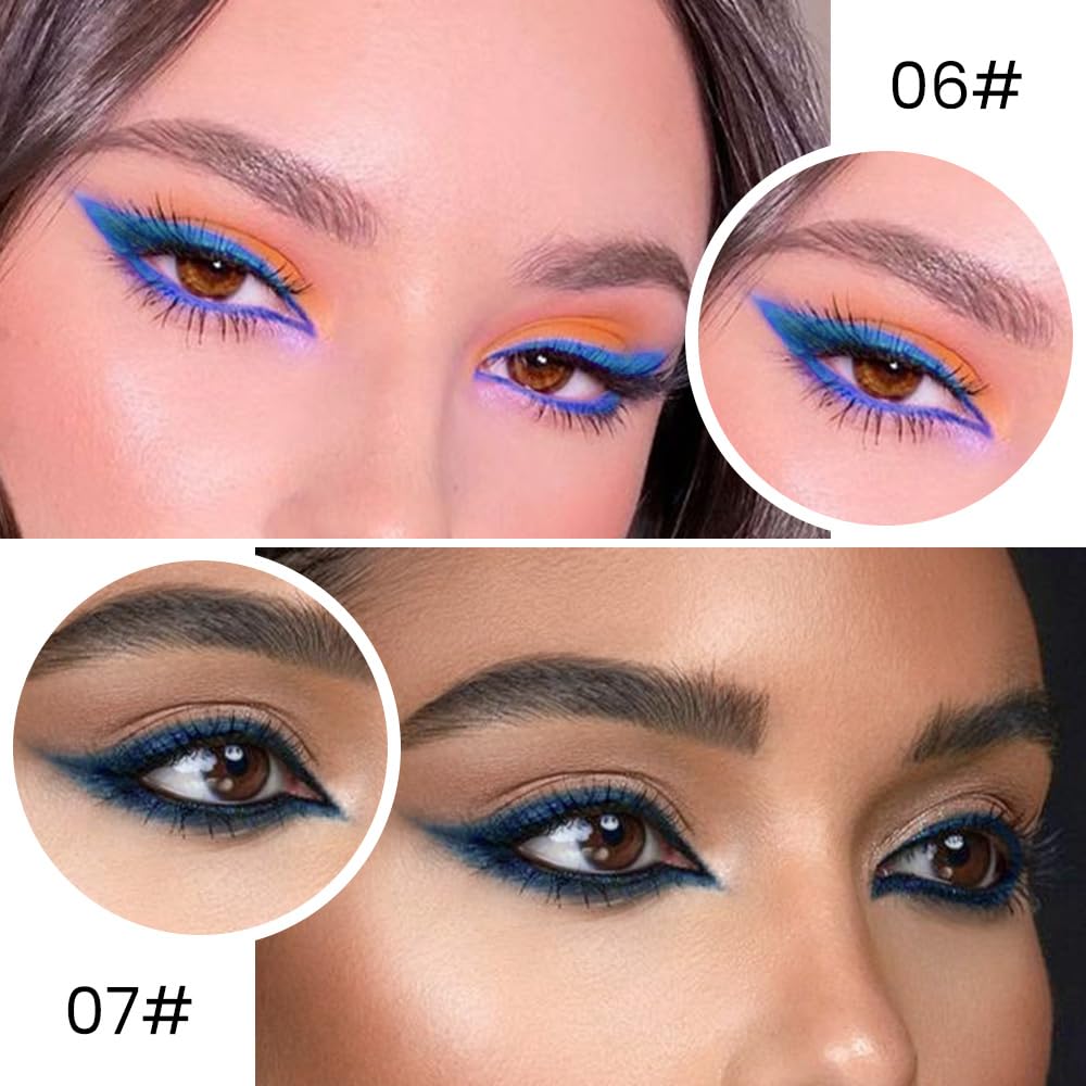 evpct 2Pcs Light Dark Blue Gel Eyeliner Pencils Eye Black Face Paint Stick Lipstick Halloween Makeup Set Waterproof Smudge Proof Eyeliner Pen Crayon Smokey Eye delineador de ojos contra el agua