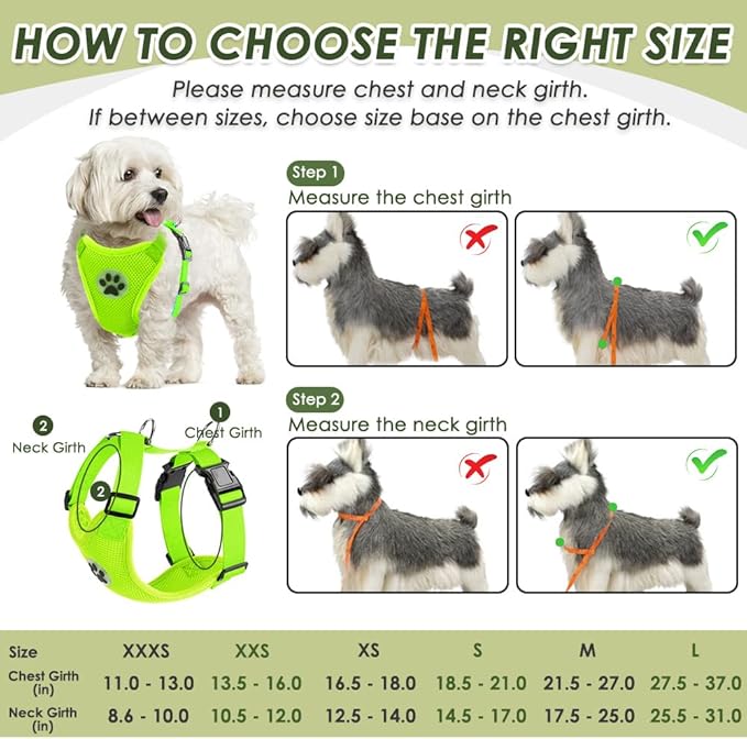 SlowTon Dog Seat Belt Harness for Car, Dog Car Harness Adjustable Mesh Breathable & Dog Seatbelt Safety Tether with Elastic Bungee for Small Medium Large Pets(Lime, Double Clip, S)
