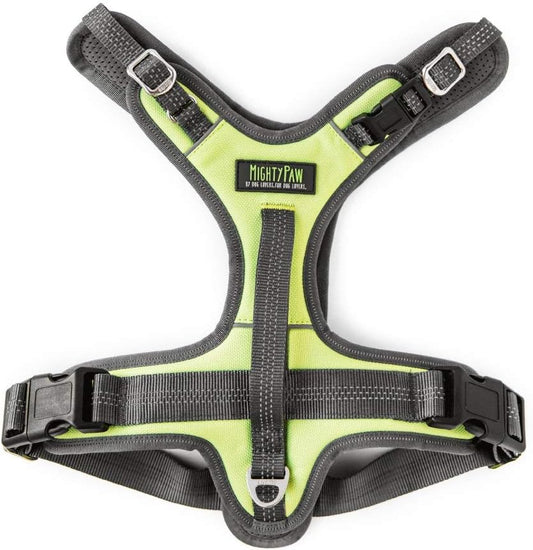 Mighty Paw Sport Harness 2.0 - Padded Canine Accessory - Adjustable Neck and Chest Straps - Enhanced Visibility with Reflective Stitching - Dog Padded Harness with Handle - Large - Green