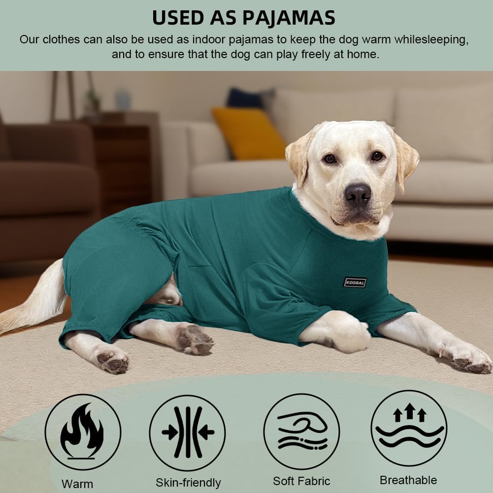 Dog Pyjamas PJS Sweater Clothes and Home Clothing Suitable for Medium to Large Breeds of Dogs, Dog Neutering Suits, Extra-Large Stretch Fabric, Four-Legged Clothes (Thin Dark Green, 5XL)