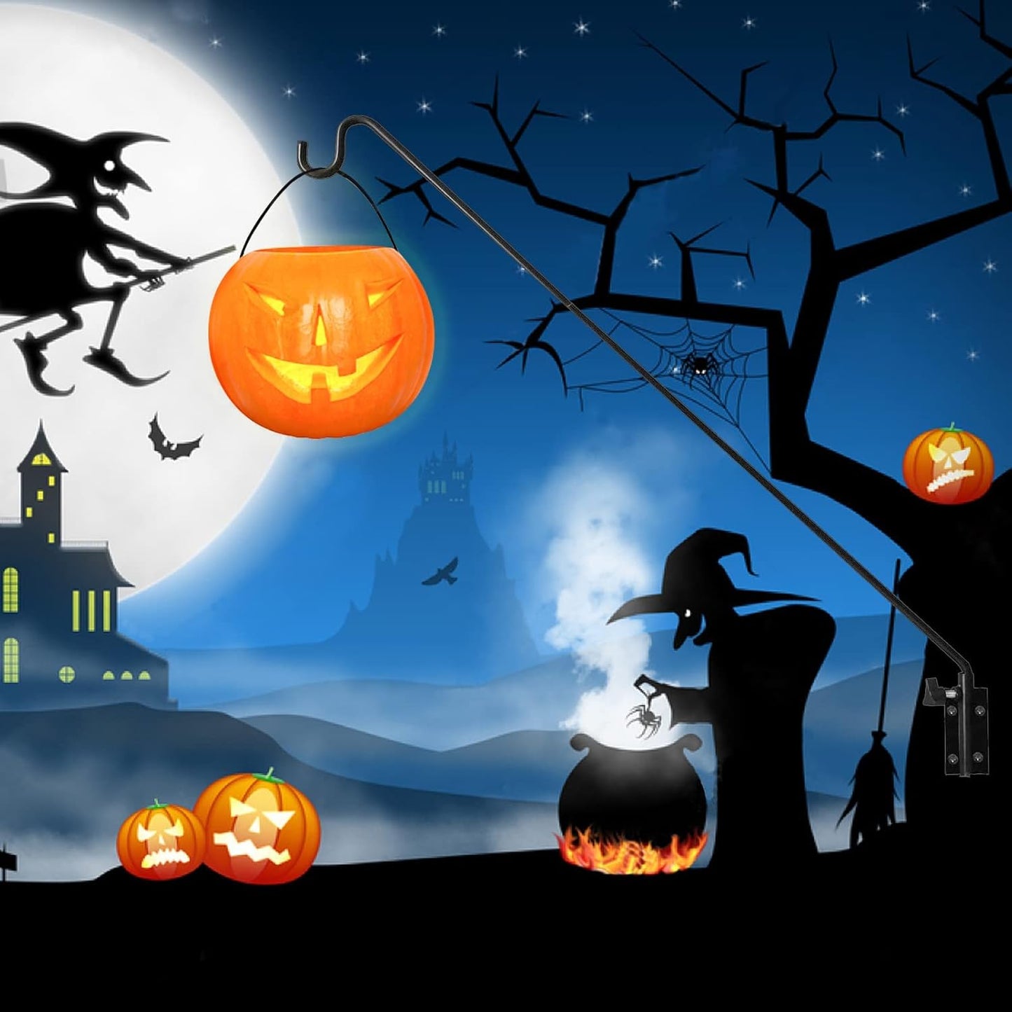 MIXXIDEA Heavy Duty Extended Reach Wall Mounted Deck Hook Wall Pole,Bracket Direction and Length Adjustable Plant Bracket for Bird Feeders, Planters, Suet Baskets, Lanterns, Wind Chimes,Black