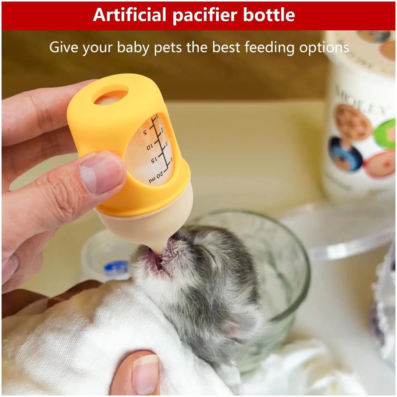 1Pc 20ml Yellow Pet Feeding Bottle for Puppies and Kittens, Silicone Current Limiting Puppy Kitten Bottles for Nursing