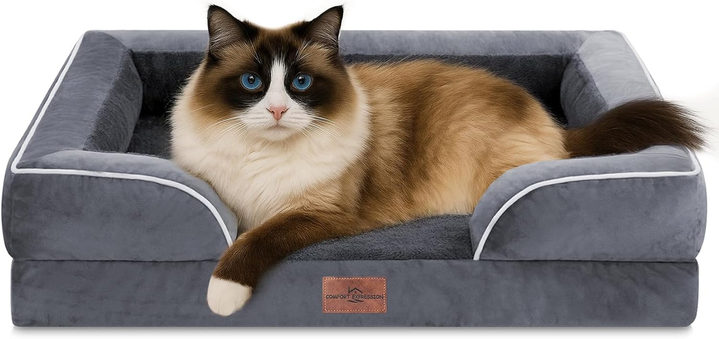 Comfort Expression Small Dog Beds Waterproof Cat Beds Orthopedic Foam Sofa Beds for Small Dogs Comfy Pet Bed with Washable Removable Cover & Non-Slip Bottom(XX-Small,Dark Grey)