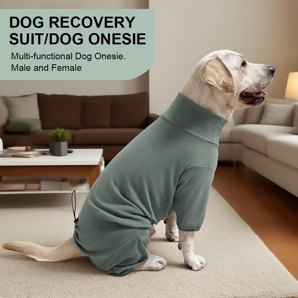 Dog Pyjamas PJS Sweater Clothes and Home Clothing Suitable for Small to Medium Breeds of Dogs, Dog Neutering Suits, Extra-Large Stretch Fabric, Four-Legged Clothes(Thickened Green, XL)