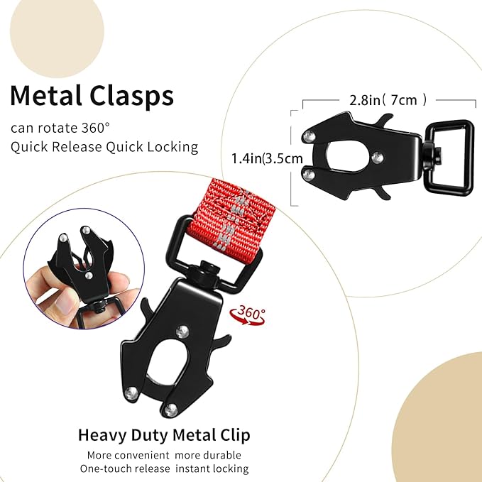 Heavy Duty Bungee Dog Leashes, 4-6FT Shock Absorbing Tactical Dog Leash with 2 Padded Handles, Metal Carabiner Clip, No Pull Reflective Dog Leash for Medium Large Dogs (Red)