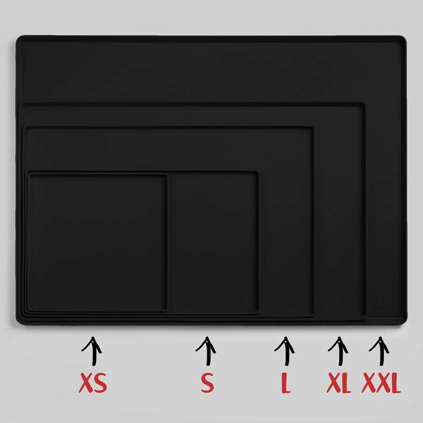 DogBuddy Dog Food Mat Waterproof Silicone Pet Feeding Mat for Dogs, Non-Slip, Easy to Clean, Black