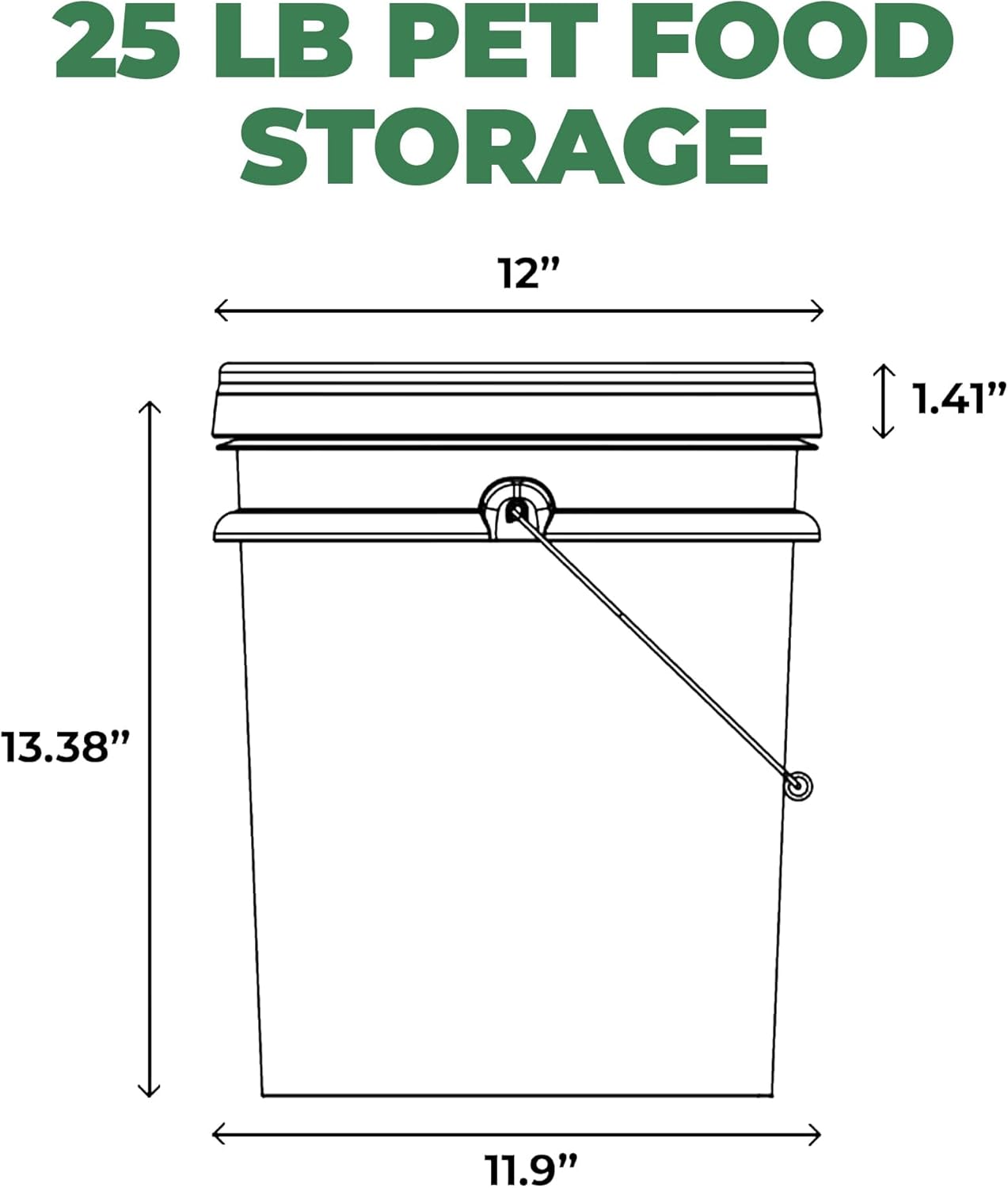 EconoHome Pet Food Storage Container – Holds Up to 25 lbs – Airtight Food Storage with Gamma Seal Lid – Heavy-Duty 90MIL Food Grade, BPA-Free Plastic – Easy Carry Handle – Grey