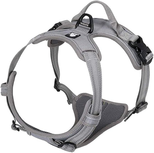 TRUE LOVE Adjustable No-Pull Dog Harness Reflective Pup Vest Harnesses Comfortable Control Brilliant Colors Truelove TLH5651(Gray,L)