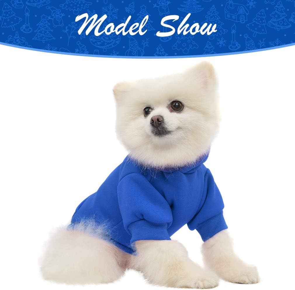 KOOLTAIL Basic Dog Hoodie - Soft and Warm Dog Hoodie Sweater with Leash Hole and Pocket, Dog Winter Coat, Cold Weather Clothes Sweatshirt for Small Medium Large Dogs Puppy Cat Boys Girls Blue XS
