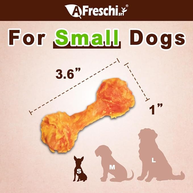 Afreschi Natural Turkey Tendon Bone (S) 40 Units/Box, Dog Treats for Signature Series, All Natural Human Grade Puppy Chew, USA-Sourced Turkey Tendon, Hypoallergenic, Rawhide Alternative