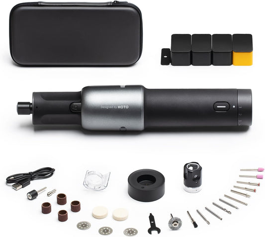 HOTO 4V Cordless Rotary Tool Kit, Upgraded Motor, 25000 RPM, 5 Variable Speed, 2000mAh, 35 Accessories, Engraving Pen for 3D Printer Sanding, Polishing, Drilling, Carving, Cutting, DIY Crafts