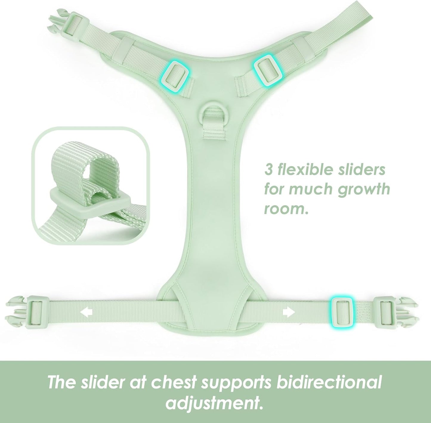 No Pull Dog Harness, Puppy Vest with Front Clip for Small Medium Large Sized Dog(Light Green,M)