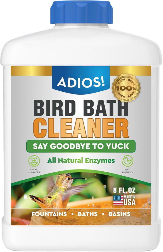 Bird Bath Cleaner for Outdoor Fountains and Bowls, Safely Cleans Metal, Glass and Stone (8oz)