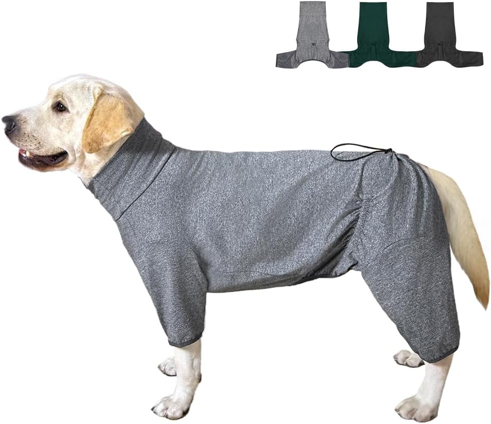Dog Pyjamas PJS Sweater Clothes and Home Clothing Suitable for Medium to Large Breeds of Dogs, Dog Neutering Suits, Extra-Large Stretch Fabric, Four-Legged Clothes(Thin Forid Gray, 4XL)