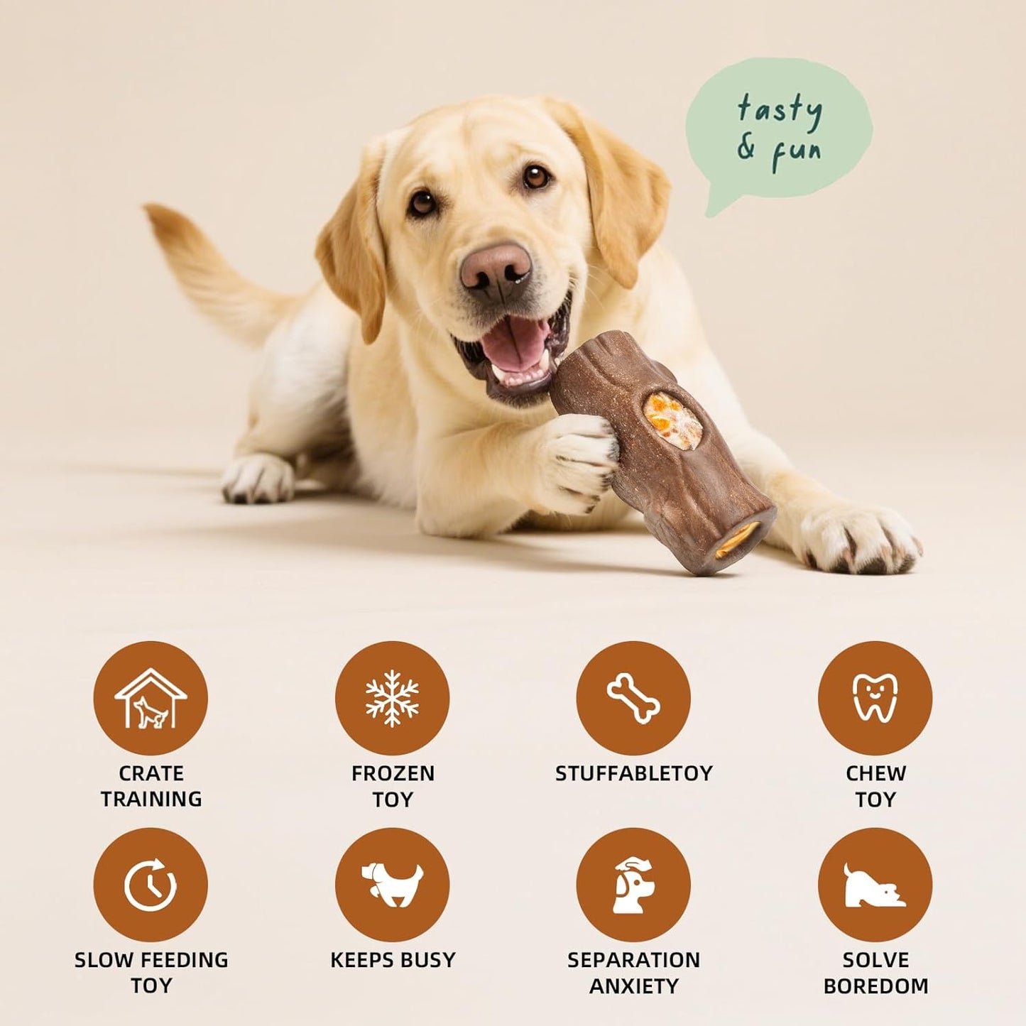 Dog Toys for Aggressive Chewers, Interactive Indestructible Dog Toys to Keep Them Busy, Durable Dog Frozen Treat Toy for Large & Medium Dogs, Reduces Anxiety & Extends Playtime, Brown