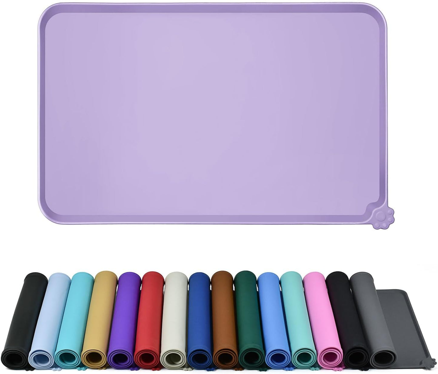 Waterproof Pet Feeding Mat with High Raised Edges, Heavier and Thicker Placemats for Cat Dog Water Bowl with BPA Free, Dogs Cats Food Mats for Messy Drinkers to Prevent Spill and Protect Floors