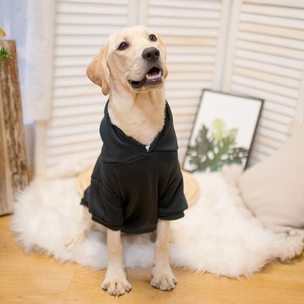 KOOLTAIL Basic Dog Hoodie - Soft and Warm Dog Hoodie Sweater with Leash Hole and Pocket, Dog Winter Coat, Cold Weather Clothes Sweatshirt for Small Medium Large Dogs Puppy Cat Boys Girls Black L