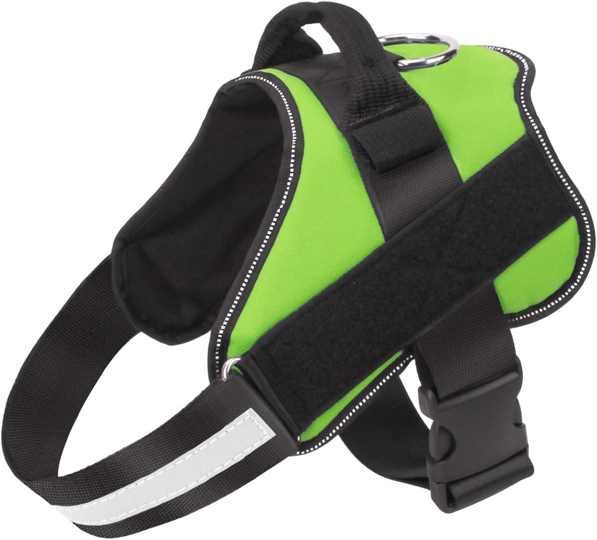 Bolux Dog Harness, No-Pull Reflective Dog Vest, Breathable Adjustable Pet Harness with Handle for Outdoor Walking - No More Pulling, Tugging or Choking (Green, XS)
